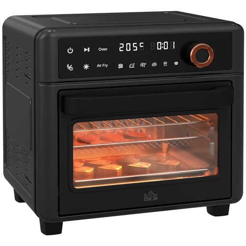 HOMCOM Minibackofen mit Umluft 13L Mini Ofen mit Backblech, Grillrost und Krümelblech, 40 °C-220 °C Heißluftfritteuse mit 12 Programmen, Frittierkorb, 12h Timer, 1500W, Edelstahl HOMCOM Minibackofen mit Umluft 13L Mini Ofen mit Backblech, Grillrost und Krümelblech, 40 °C-220 °C Heißluftfritteuse mit 12 Programmen, Frittierkorb, 12h Timer, 1500W, Edelstahl von HOMCOM