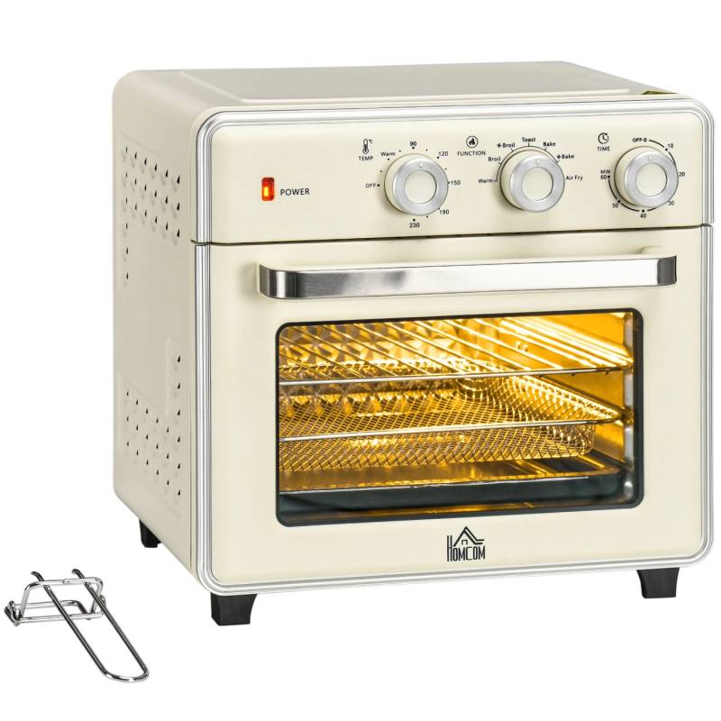 HOMCOM Minibackofen mit Umluft 20L Backblech Grillrost Krümelblech 5 Modi Metall von HOMCOM