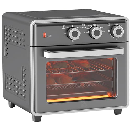 HOMCOM Minibackofen mit Umluft 20L Mini Ofen mit Backblech, Grillrost und Krümelblech, 90 °C-230 °C Heißluftfritteuse mit 5 Modi, Frittierkorb, 60 Min. Timer, 1400W, Metall HOMCOM Minibackofen mit Umluft 20L Mini Ofen mit Backblech, Grillrost und Krümelblech, 90 °C-230 °C Heißluftfritteuse mit 5 Modi, Frittierkorb, 60 Min. Timer, 1400W, Metall von HOMCOM
