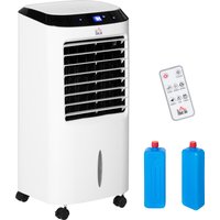 HOMCOM Mobile Klimaanlage mit Luftbefeuchtung Wasserkühlung Klimagerät Luftkühler 8h Timer Fernbedienung Nutzungsraum 20㎡ 600W ABS  38,2x31,6x76cm von HOMCOM