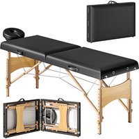 HOMCOM Mobile Massageliege 2 Zonen Klappbar Massagetisch Höhenverstellbar Massagebank 70 cm Breit mit Kopfstütze, Holzfüßen Massagebett Kosmetikliege Schwarz   Aosom von HOMCOM