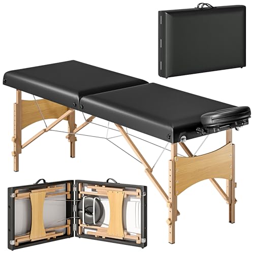 HOMCOM Mobile Massageliege 2 Zonen Klappbar Massagetisch Höhenverstellbar Massagebank 70 cm Breit mit Kopfstütze, Holzfüßen Massagebett Kosmetikliege Schwarz HOMCOM Mobile Massageliege 2 Zonen Klappbar Massagetisch Höhenverstellbar Massagebank 70 cm Breit mit Kopfstütze, Holzfüßen Massagebett Kosmetikliege Schwarz von HOMCOM