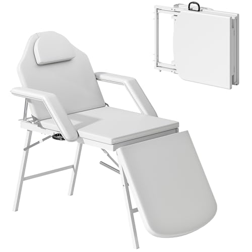 HOMCOM Mobile Massageliege 3 Zonen Klappbar Massagetisch Höhenverstellbar 82 cm Breit Massagebank mit Kopfstütze, Armlehne, Stahlfüßen Massagebett Kosmetikliege Weiß HOMCOM Mobile Massageliege 3 Zonen Klappbar Massagetisch Höhenverstellbar 82 cm Breit Massagebank mit Kopfstütze, Armlehne, Stahlfüßen Massagebett Kosmetikliege Weiß von HOMCOM