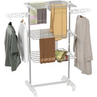 Mobiler Wäscheständer Wäschetrockner Kleiderständer 3 Ebenen klappbar Rolle 80-142 x 55 x 152 cm Mobiler Wäscheständer Wäschetrockner Kleiderständer 3 Ebenen klappbar Rolle 80-142 x 55 x 152 cm von HOMCOM