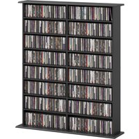 HOMCOM Mobiles CD-Regal mit 16 Regalen für 720 CDs im modernen Design, CD-Regal aus Spanplatte, 106,5x24x123,7 cm, Schwarz   Aosom von HOMCOM