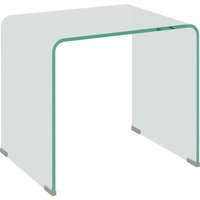 HOMCOM Modernder und Monoblock Glastisch mit rutschfesten Füßen, Gehärtetes Glas, 50x40x45 cm, Durchsichtig   Aosom von HOMCOM