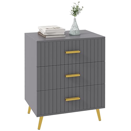 HOMCOM Moderne 3-Schubladen-Kommode, Schubladenschrank aus Holz und Aluminium, 60x40x71,5 cm, Gold und Dunkelgrau HOMCOM Moderne 3-Schubladen-Kommode, Schubladenschrank aus Holz und Aluminium, 60x40x71,5 cm, Gold und Dunkelgrau von HOMCOM