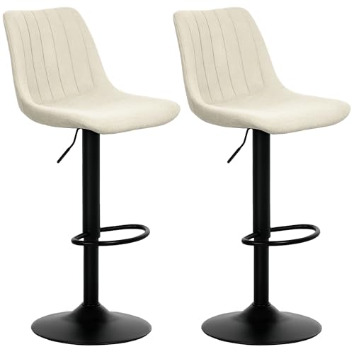 HOMCOM Moderne Barhocker 2er Set, höhenverstellbare Bar-Drehstühle mit Rückenlehne, Gaslift und Fußstütze, Chenille Barhocker für Frühstückstheke, Kücheninsel, Beige HOMCOM Moderne Barhocker 2er Set, höhenverstellbare Bar-Drehstühle mit Rückenlehne, Gaslift und Fußstütze, Chenille Barhocker für Frühstückstheke, Kücheninsel, Beige von HOMCOM