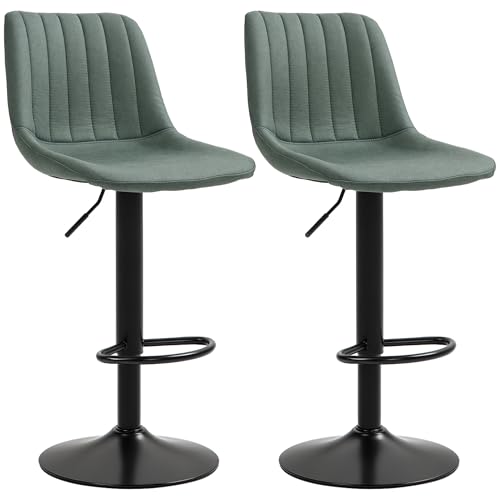 HOMCOM Moderne Barhocker 2er-Set, höhenverstellbare Bar-Drehstühle mit Rückenlehne, Gaslift und Fußstütze, Mikrofaser-Barhocker für Frühstückstheke, Kücheninsel, Grün HOMCOM Moderne Barhocker 2er-Set, höhenverstellbare Bar-Drehstühle mit Rückenlehne, Gaslift und Fußstütze, Mikrofaser-Barhocker für Frühstückstheke, Kücheninsel, Grün von HOMCOM