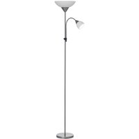 HOMCOM Moderne Stehlampe mit 2 Köpfen verstellbares Leselicht Standleuchte Doppelköpfiges Design mit Stahlfuß in Silber und Weiß 28x28x1795cm   Aosom.de von HOMCOM