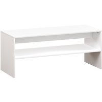 HOMCOM Moderner Couchtisch mit 2 Ebenen und rutschfesten Füßen, Spanplatte, 100x40x41,5 cm, Weiß   Aosom von HOMCOM