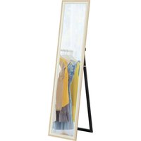 HOMCOM Moderner Ganzkörperspiegel, Wand- und freistehender Spiegel in Zwei Farben für Schlafzimmer und Eingangsbereich, 37x157 cm, Weiß und Holz   Aosom von HOMCOM