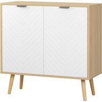 HOMCOM Moderner Mehrzweckschrank aus Spanplatte und Kiefernholz mit verstellbarem Innenregal auf 3 Ebenen, Schrank für Eingangsbereich Wohnzimmer Küche und Bad, 77x35x77.5 cm   Aosom von HOMCOM