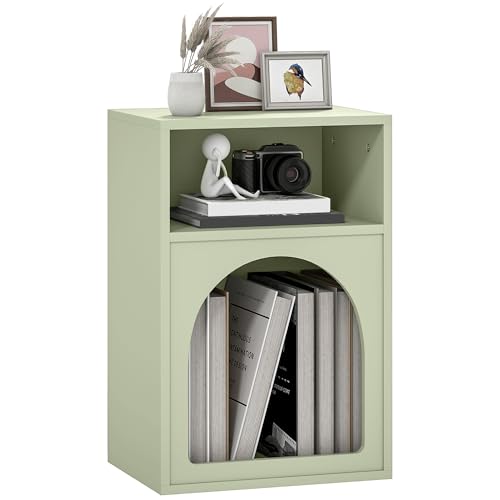 HOMCOM Moderner Nachttisch, schmal, mit 2 offenen Fächern, Design in Bogenform, Beistelltisch für Wohnzimmer, Schlafzimmer, 40 x 30 x 60 cm, Grün HOMCOM Moderner Nachttisch, schmal, mit 2 offenen Fächern, Design in Bogenform, Beistelltisch für Wohnzimmer, Schlafzimmer, 40 x 30 x 60 cm, Grün von HOMCOM