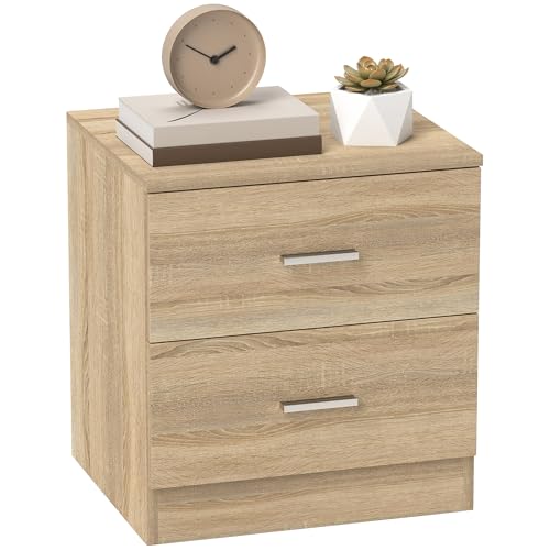 HOMCOM Moderner Nachttisch Nachttisch mit 2 Schubladen für Wohnzimmer Schlafzimmer Belastung 30 kg 45x39,5x49 cm Natur HOMCOM Moderner Nachttisch Nachttisch mit 2 Schubladen für Wohnzimmer Schlafzimmer Belastung 30 kg 45x39,5x49 cm Natur von HOMCOM