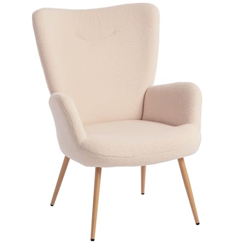 HOMCOM Moderner Polstersessel für Wohnzimmer, aus Sherpa-Stoff, mit hoher Rückenlehne und Armlehnen, Relaxsessel mit Stahlrahmen für Wohnzimmer, Beige HOMCOM Moderner Polstersessel für Wohnzimmer, aus Sherpa-Stoff, mit hoher Rückenlehne und Armlehnen, Relaxsessel mit Stahlrahmen für Wohnzimmer, Beige von HOMCOM