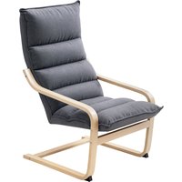 HOMCOM Moderner Schaukelstuhl mit Holzarmlehnen, Gepolsterter Sessel für Wohnzimmer und Schlafzimmer mit Dickem Samt-Kissen, 67x83x105 cm, Grau   Aosom von HOMCOM