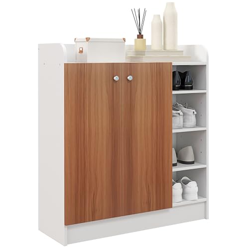 HOMCOM Moderner Schuhschrank Schuhschrank mit 2 Türen Verstellbare Einlegeböden für 12 Paar Schuhe Schuhregal Schmales Schuhregal für Flur und Eingang 83x30x90 cm Natur HOMCOM Moderner Schuhschrank Schuhschrank mit 2 Türen Verstellbare Einlegeböden für 12 Paar Schuhe Schuhregal Schmales Schuhregal für Flur und Eingang 83x30x90 cm Natur von HOMCOM
