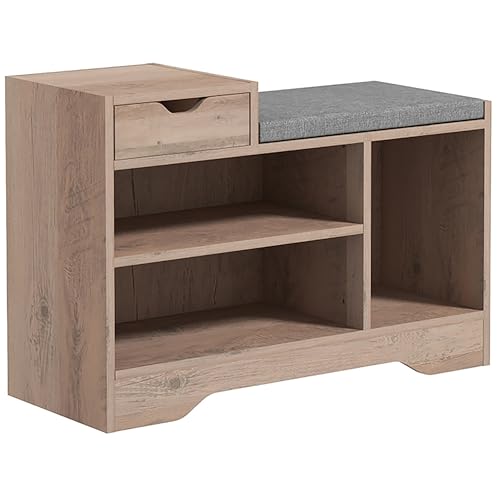 HOMCOM Moderner Schuhschrank mit 3 offenen Fächern und Schubladen, niedriger Schuhschrank aus Spanplatte, Polyester und Schwamm, 76,5x30x52 cm, Grau HOMCOM Moderner Schuhschrank mit 3 offenen Fächern und Schubladen, niedriger Schuhschrank aus Spanplatte, Polyester und Schwamm, 76,5x30x52 cm, Grau von HOMCOM