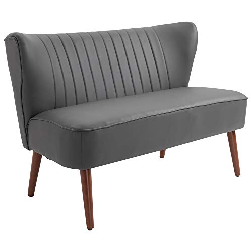 HOMCOM Modernes 2-Sitzer-Sofa, Rahmen aus Holz und Bezug aus grauem Kunstleder, 108,5 x 61 x 79 cm HOMCOM Modernes 2-Sitzer-Sofa, Rahmen aus Holz und Bezug aus grauem Kunstleder, 108,5 x 61 x 79 cm von HOMCOM