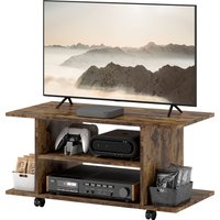 HOMCOM Modernes TV-Möbel mit Regalen, TV-Schrank mit 42" Rollen und Bremsen, 2 kleine Seitenregale für Wohnzimmer und Schlafzimmer, 80x40x40 cm, Rustikales Braun   Aosom von HOMCOM