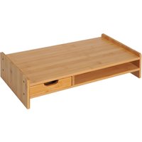 HOMCOM Monitorständer  Bildschirmständer Schreibtisch-Organizer, Mit Schubladen, Natur, L49xB25,5xH11,5cm  Aosom.de von HOMCOM