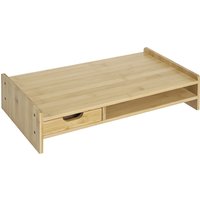 HOMCOM Monitorständer Bildschirmständer Schreibtisch-Organizer mit Schubladen in Natur 49x25,5x11,5cm für Ordnung am Arbeitsplatz   Aosom.de von HOMCOM