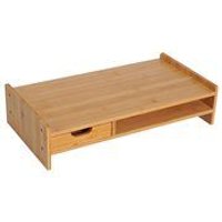 HOMCOM Monitorständer Schreibtisch-Organizer Mit Schubladen Natur L49 x B25,5 x H11,5 cm von HOMCOM