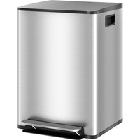 HOMCOM Müllbehälter für die Küche mit 2 x 20L Pedalabfalleimer 2 Fächer, aus Edelstahl mit Soft-Close-Deckel, herausnehmbaren Eimern, 41,8L x 36,7B x 58H cm Silber   Aosom von HOMCOM