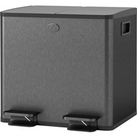 HOMCOM Mülleimer 2 x 15L Abfalleimer aus Edelstahl Mülltrennsystem mit Softclose Deckel, Herausnehmbare Inneneimer, Deodorant-Fächern Treteimer für Wohnung, Schwarz   Aosom von HOMCOM