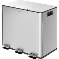 HOMCOM Mülleimer 3 x 15L Abfalleimer aus Edelstahl Mülltrennsystem mit Softclose Deckel und Herausnehmbare Inneneimer, Treteimer mit Deodorant-Fächern für Wohnzimmer, Büro, Silber   Aosom von HOMCOM