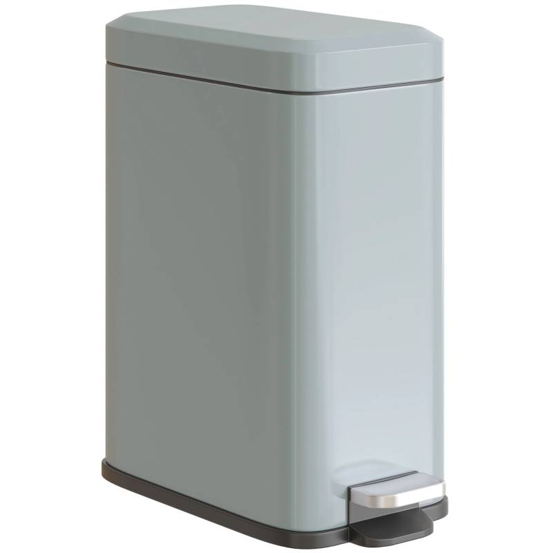 HOMCOM Mülleimer 5L mit Deckel und Fußpedal Inneneimer Metall Grau 29,2x14x32cm von HOMCOM
