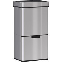 HOMCOM Mülleimer 72L  Abfalleimer mit Sensor, Mülltrennsystem 3 Fächer, Edelstahl, Silber, 42x30x81 cm  Aosom von HOMCOM