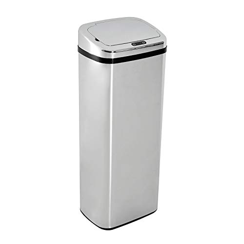 HOMCOM Mülleimer Automatik mit Sensor Abfalleimer Küche Edelstahl 50/68L Silber (50L) von HOMCOM
