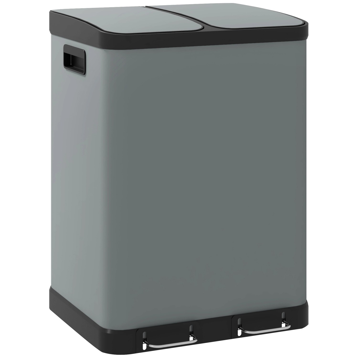 HOMCOM Mülleimer Metall Kunststoff Grau 48,8L x 39,5B x 67H cm von HOMCOM