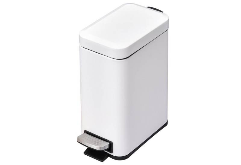 HOMCOM Mülleimer Treteimer Abfalleimer mit Deckel und Fußpedal, Weiß 29,2 x 14 x 32 cm von HOMCOM