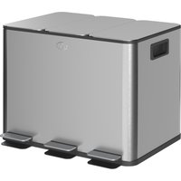 HOMCOM Mülleimer 3 x 20L Abfalleimer aus Edelstahl Mülltrennsystem mit Softclose Deckel und Herausnehmbare Inneneimer, Treteimer mit Deodorant-Fächern für Wohnzimmer, Büro, Silber   Aosom von HOMCOM