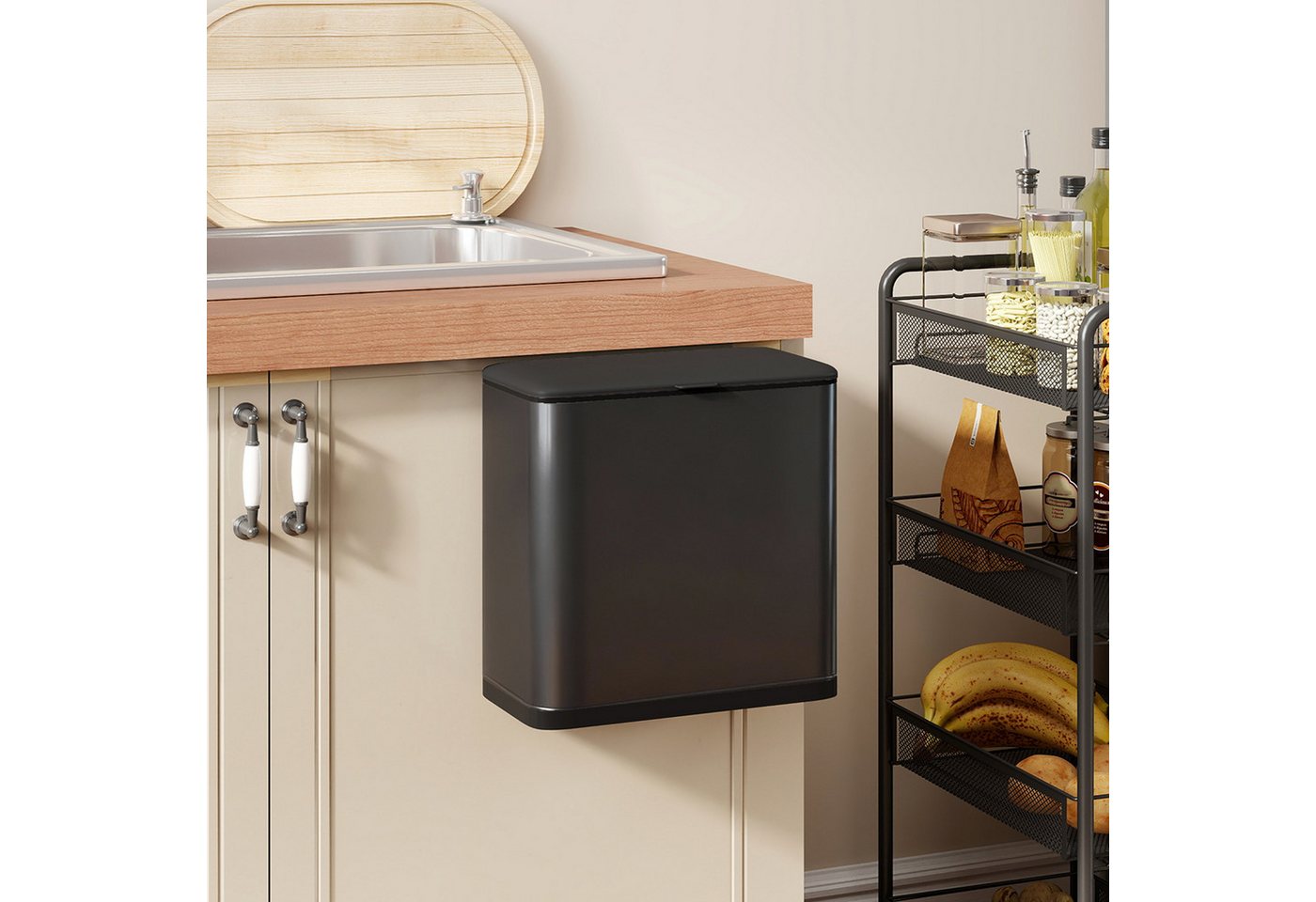 HOMCOM Mülltrennsystem mit ofen bleibendem Deckel und abnehmbarem Inneneimer, Edelstahl, Schwarz, 29,7 x 17,4 x 30 cm HOMCOM Mülltrennsystem mit ofen bleibendem Deckel und abnehmbarem Inneneimer, Edelstahl, Schwarz, 29,7 x 17,4 x 30 cm von HOMCOM