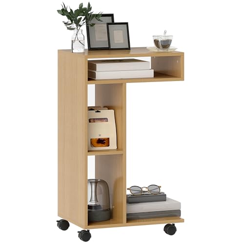 HOMCOM Multifunktionale C-Form Beistelltisch Sofa Beistelltisch mit Rädern Offene Fächer Beistelltisch für Wohnzimmer Schlafzimmer Büro Beistelltisch 40x30x69 cm Eiche HOMCOM Multifunktionale C-Form Beistelltisch Sofa Beistelltisch mit Rädern Offene Fächer Beistelltisch für Wohnzimmer Schlafzimmer Büro Beistelltisch 40x30x69 cm Eiche von HOMCOM