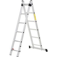 HOMCOM Multifunktionsleiter aus Aluminium 2,5 m, faltbare tragbare Leiter mit Dreiecksrahmen und rutschfesten Füßen, Leiter trägt bis zu 150 kg, Silber   Aosom von HOMCOM