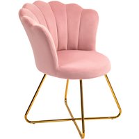 HOMCOM Sessel Loungesessel mit Armlehnen, Metallbeine, Relaxsessel mit Rückenlehne im Lotus-Design, Samtoptik, Polstersessel für Wohnzimmer, Schlafzimmer Rosa   Aosom von HOMCOM