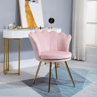HOMCOM Sessel Wohnzimmer Relaxsessel Loungesessel mit lotusförmigem Design Polstersessel mit Metallbeine, Samtoptik, Einzelsessel für Schlafzimmer, Rosa   Aosom von HOMCOM