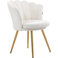 HOMCOM Muschelstuhl Frisiertischstuhl Samtstuhl für Wohnzimmer Schlafzimmer und Esszimmer 67B x 64T x 77H cm Creme   Aosom von HOMCOM