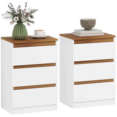 HOMCOM Nachttisch, 2er Set Beistelltisch mit 3 Schubladen, Nachtschrank, Nachtkommode für Schlafzimmer, Wohnzimmer, 40 x 30 x 59,5 cm, Weiß HOMCOM Nachttisch, 2er Set Beistelltisch mit 3 Schubladen, Nachtschrank, Nachtkommode für Schlafzimmer, Wohnzimmer, 40 x 30 x 59,5 cm, Weiß von HOMCOM