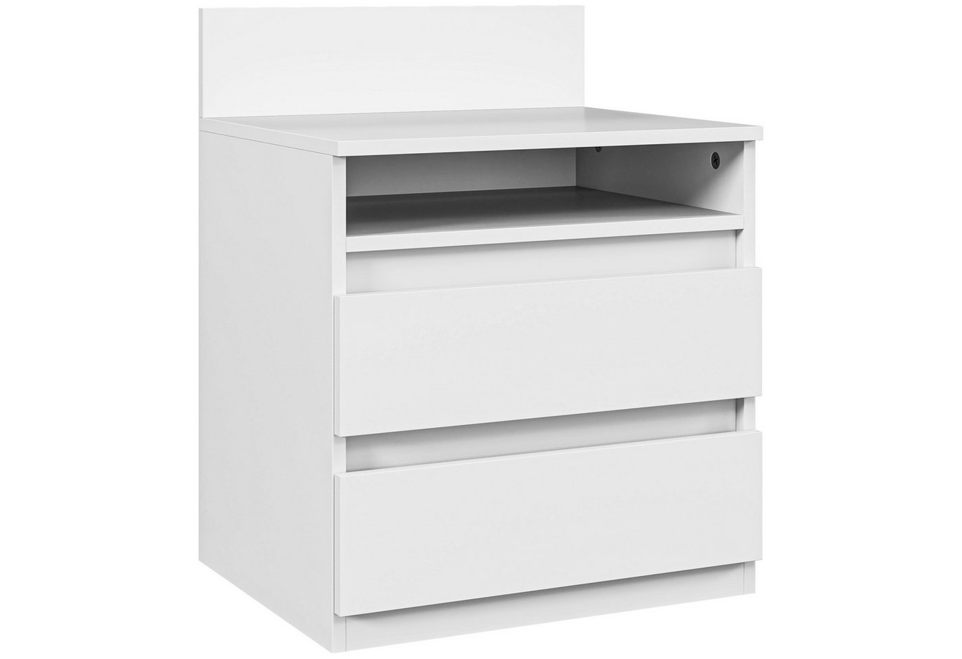 HOMCOM Nachttisch 2er-Set, mit 2 Schubladen, Ablage (Beistelltisch, 1-St., Nachtschrank), für Schlafzimmer, Wohnzimmer, ca. 40 x 32 x 50 cm, Weiß von HOMCOM
