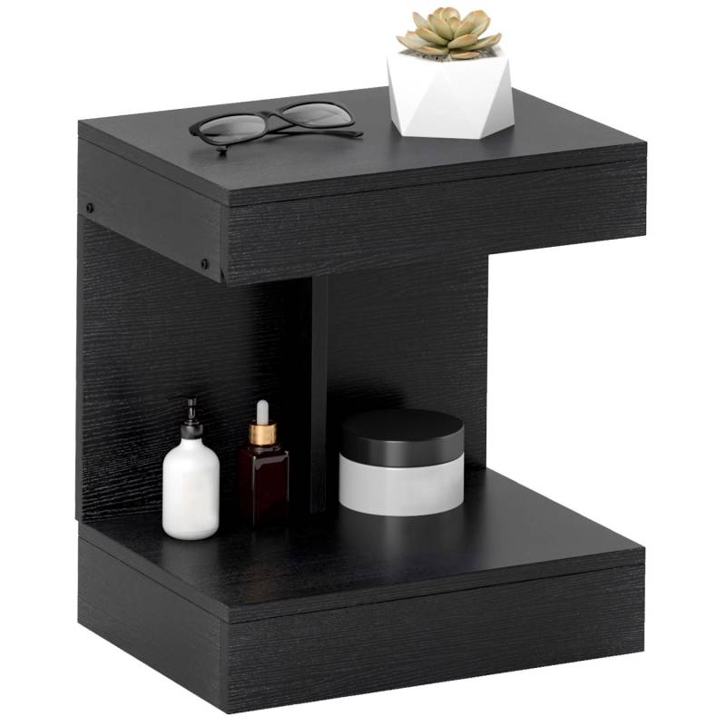 HOMCOM Nachttisch Beistelltisch Spanplatte Schwarz 40L x 30B x 46H cm von HOMCOM
