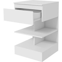 HOMCOM Nachttisch Modern aus Spanplatte und MDF mit einer Schublade und 2 Regalen, 39x39x65 cm, Weiß   Aosom von HOMCOM