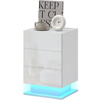 HOMCOM Nachttisch Modern mit LED-Licht und 3 Schubladen, Einstellbare Farblichter mit Fernbedienung, Beistelltisch und Couchtisch, 40x35x60 cm, Glänzendes Weiß Aosom HOMCOM Nachttisch Modern mit LED-Licht und 3 Schubladen, Einstellbare Farblichter mit Fernbedienung, Beistelltisch und Couchtisch, 40x35x60 cm, Glänzendes Weiß Aosom von HOMCOM