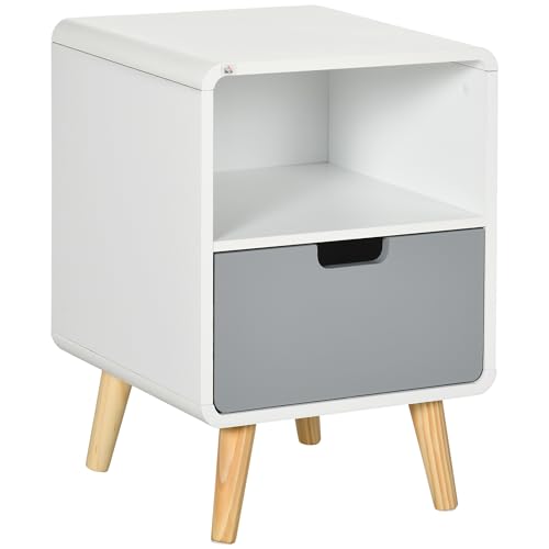 HOMCOM Nachttisch, Nachtschrank mit Schublade, Nachtkommode mit Offenem Fach, Beistelltisch für Schlafzimmer, Wohnzimmer, Weiß, 40 x 38 x 58 cm HOMCOM Nachttisch, Nachtschrank mit Schublade, Nachtkommode mit Offenem Fach, Beistelltisch für Schlafzimmer, Wohnzimmer, Weiß, 40 x 38 x 58 cm von HOMCOM