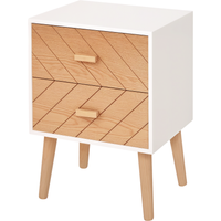 HOMCOM Nachttisch Nachtkommode Flurkommode mit Schubladen Holz weiß + natur 40 x 30 x 55,5 cm   Aosom von HOMCOM